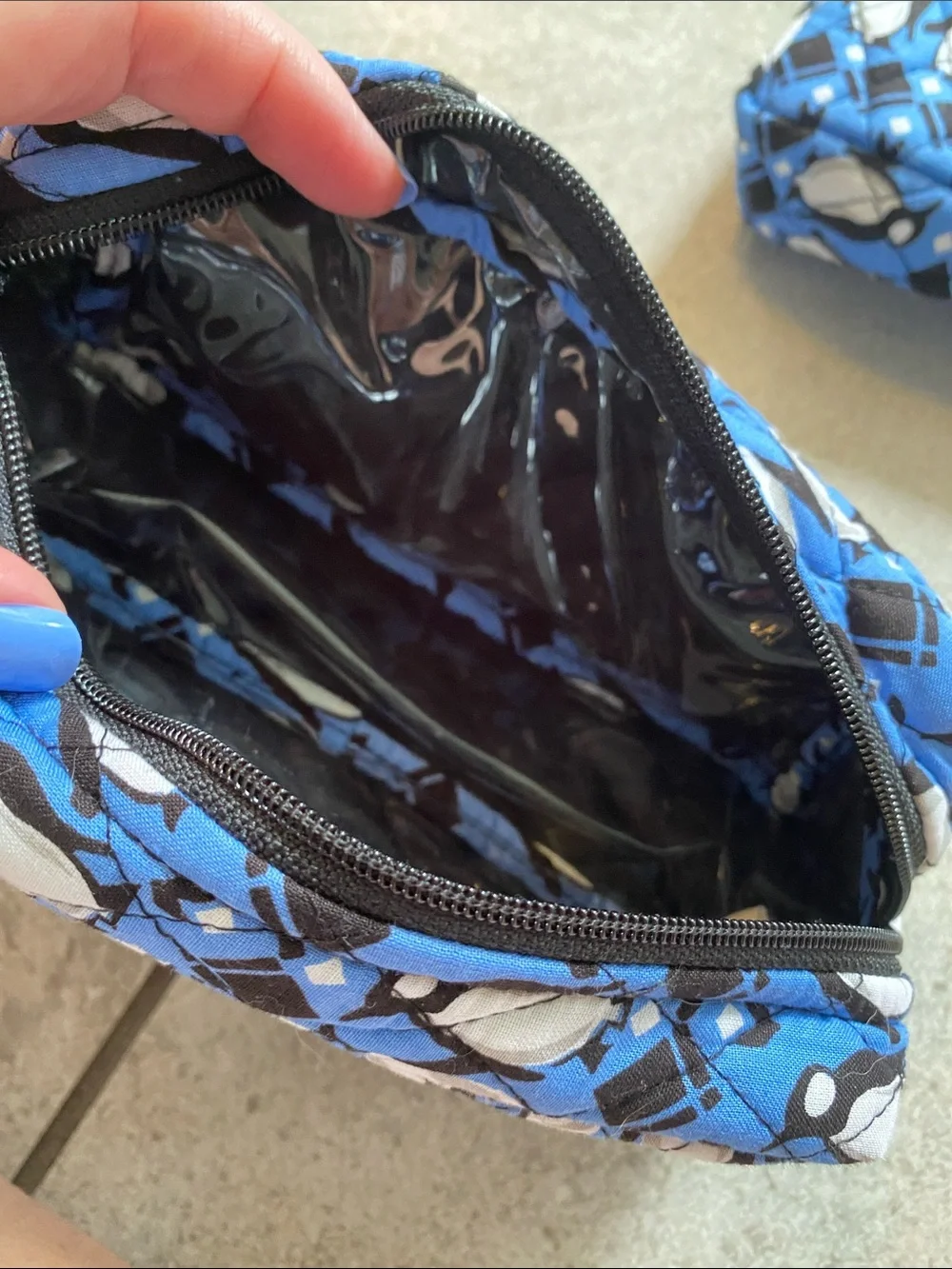 Vera Bradley Blue Penguin Intarsia Quilted Cosmetic Pouch Set of 2